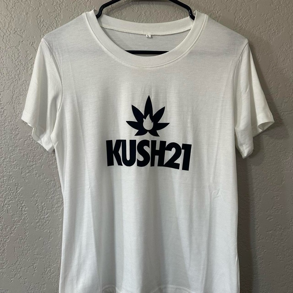 White Graphic T-Shirt with Black Print